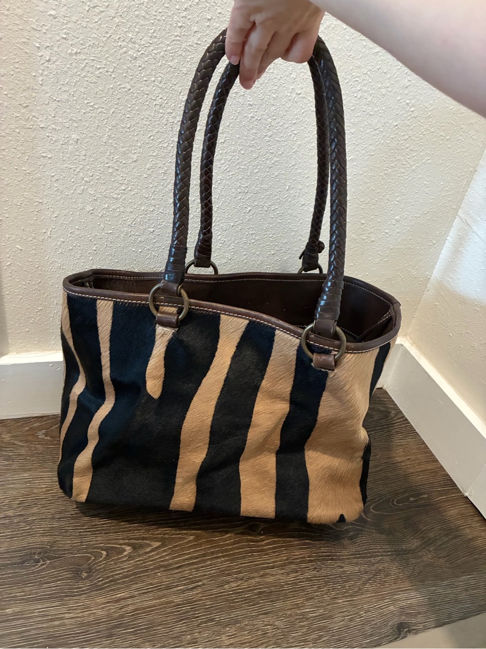 Rare! Vintage Boden Striped Brown and Black Tote Bag